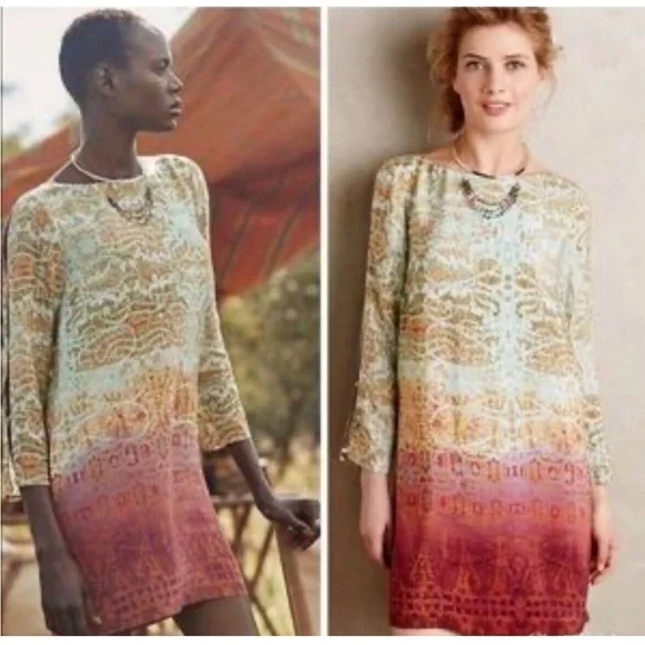 Anthropologie Maeve Silk Mini Dress - Picture 1 of 11